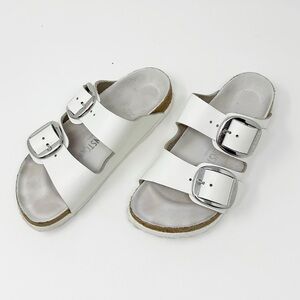Birkenstock Arizona Big Buckle White Leather Sandals size 36